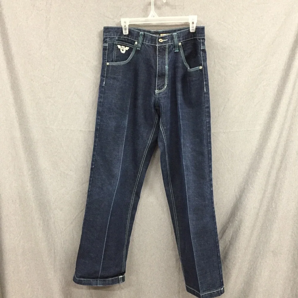 Vintage Southpole Mens Baggy Jeans‎ Dark Embroidered Back Pockets Y2K Streetwear
